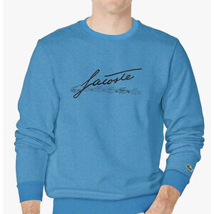 Lacoste Men's Long Sleeve Script Crewneck Sweatshirt Heather Air 3XL